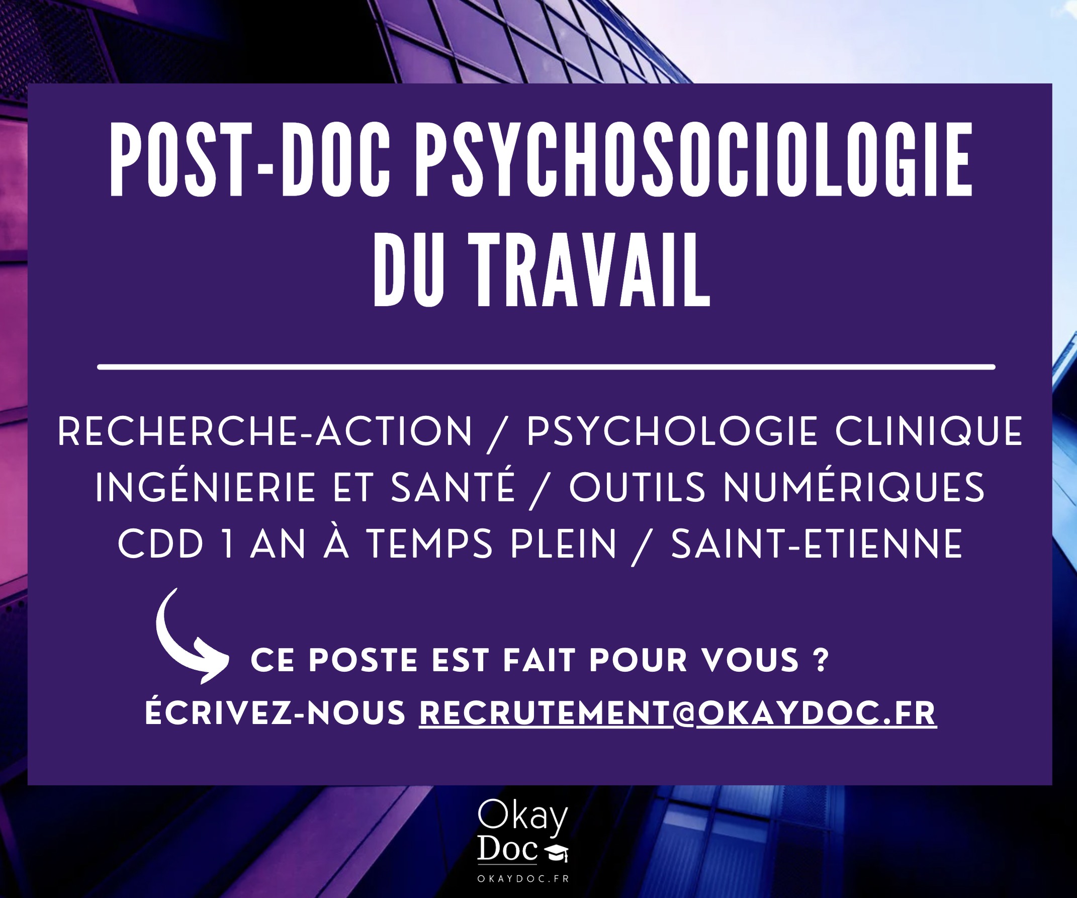 Post doc psychosociologie du travail