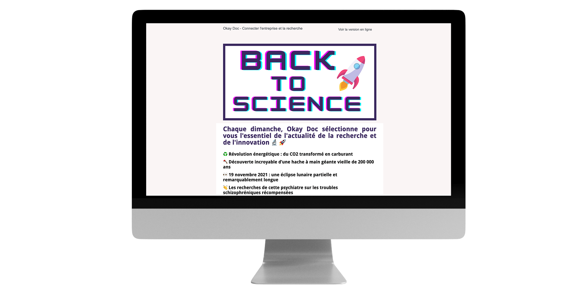 S'abonner aux newsletters de Okay Doc et Back To Science